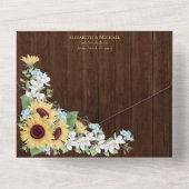 ウッドス素朴ンフラワーダスティブルーフローラ結婚ズ オールインワン招待状 (裏面)