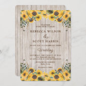 ウッドス素朴ンフラワーバ結婚ンズ 招待状 (正面/裏面)