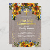 ウッドス素朴ンフラワーファースト聖餐式 招待状 (正面/裏面)