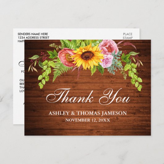 ウッドス素朴ンフラワーフローラ結婚の皆様 ポストカード (正面/裏面)