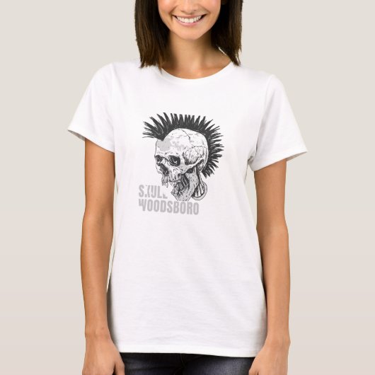 ウッドズボロスカル顔ホラームービークラブハロウィーン Tシャツ (正面)