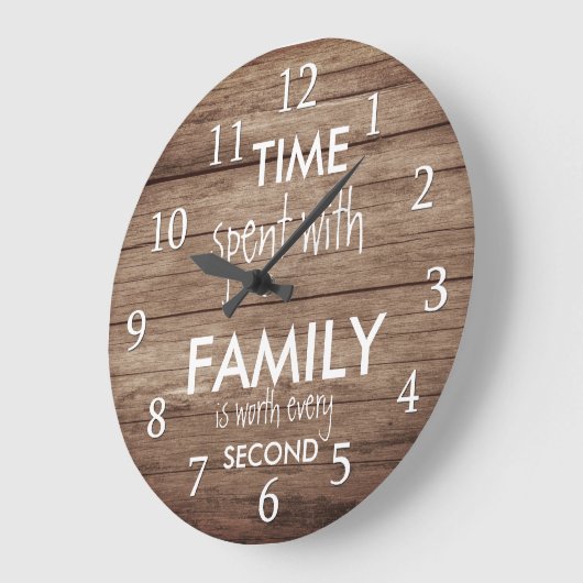 ウッドタイ素朴ムウィズファミリー引用文ファームハウス ラージ壁時計 (傾斜)