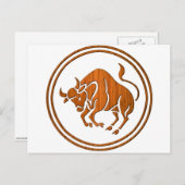 ウッドタウラス〔占星術の〕十二宮図ブルアストロロジーサイン ポストカード (正面/裏面)