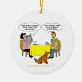 ウッドターナーギフト木版画店の漫画ユーモア セラミックオーナメント (正面)