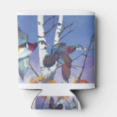 ウッドダックスバイ飛んでいる樺の木ツリー 缶クーラー (裏面)