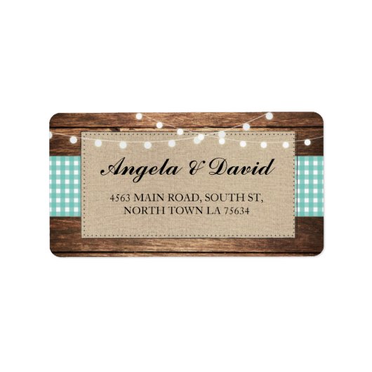 ウッドチェックバーラ素朴ップ結婚の住所 シール (正面)