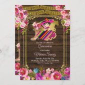 ウッドチャカラフルーロフローラピンクキンセアニラ 招待状 (正面/裏面)