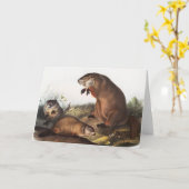 ウッドチャックイラストレーション カード (黄色い花)