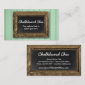 ウッドチョーク素朴ボードフレームシャビーシックミント 名刺 (正面/裏面)