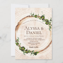 ウッドツリーバークグリーン葉ボタ結婚ニカル 招待状
