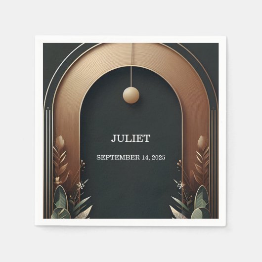 ウッドツリーバ素朴ンファームアーチブライダルシャワー スタンダードカクテルナプキン (正面)