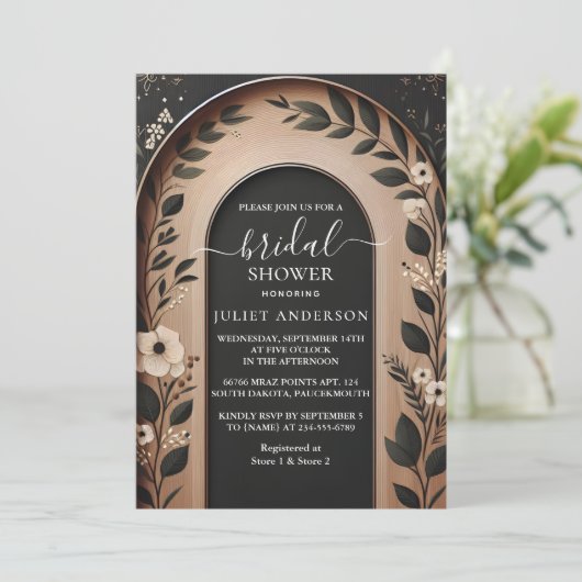 ウッドツリーバ素朴ンファームアーチブライダルシャワー 招待状 (スタンド正面)