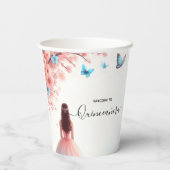 ウッドツリーピンクガーリーさくらんぼブロッサムキンセアニェラ 紙コップ (裏面)