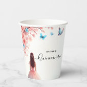 ウッドツリーピンクガーリーさくらんぼブロッサムキンセアニェラ 紙コップ (正面)