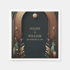 ウッドツリーフォレストバ素朴ンファームアーチ結婚ズ スタンダードカクテルナプキン