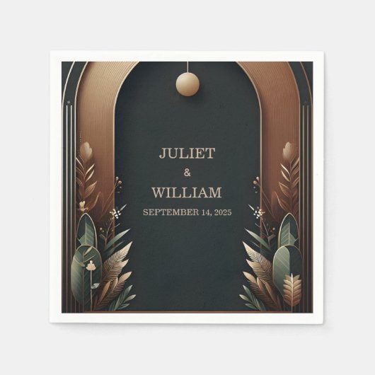 ウッドツリーフォレストバ素朴ンファームアーチ結婚ズ スタンダードカクテルナプキン (正面)