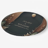 ウッドツリーフォレストバ素朴ンファームアーチ結婚ズ ペーパープレート (アングル)