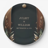 ウッドツリーフォレストバ素朴ンファームアーチ結婚ズ ペーパープレート (正面)