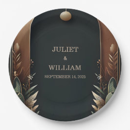 ウッドツリーフォレストバ素朴ンファームアーチ結婚ズ ペーパープレート
