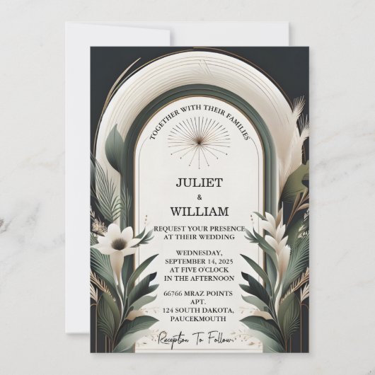 ウッドツリーフォレストバ素朴ンファームアーチ結婚ズ 招待状 (正面)