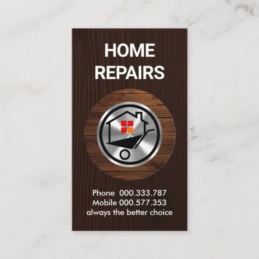 ウッドティンバープラカードホームホイールバロウ 名刺 (正面)