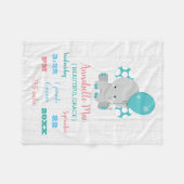 ウッドティール（緑がかった色）象男女兼用ベビー誕生状態 フリースブランケット (正面(横))