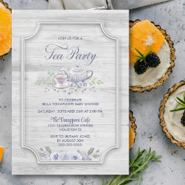 ウッドティー素朴パーティーベビーシャワー 招待状