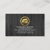 ウッドテクスチャハンマーあなたの名前金ゴールド 名刺 (裏面)