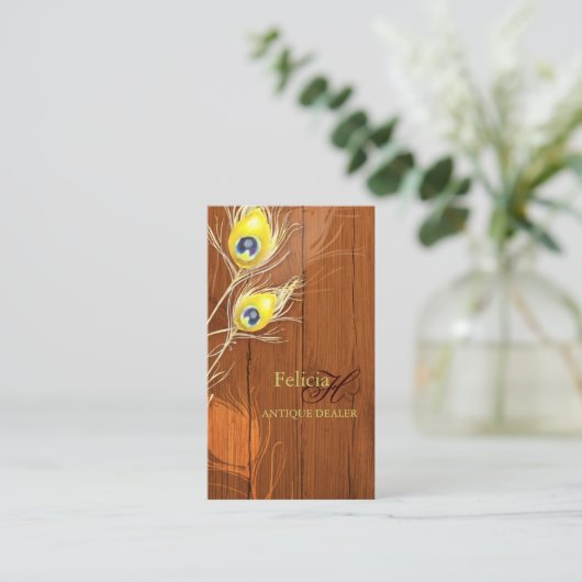 ウッドテクスチャモノグラムアンティーク 名刺 (スタンド正面)