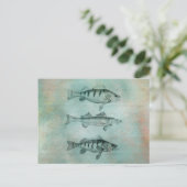 ウッドテクスチャルックフィッシュデザイン ポストカード (スタンド正面)