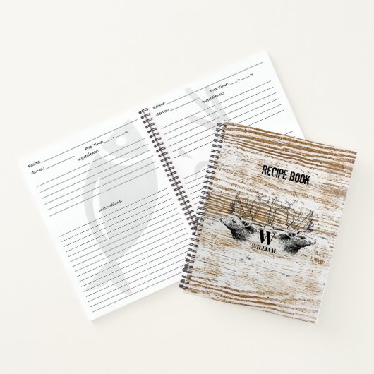 ウッドテクスチ素朴アディアウッドランドモノグラムレシピ ノートブック (内部)