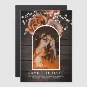 ウッドテラコッタ結婚式フォトセーブザデート マグネット招待状 (正面/裏面)