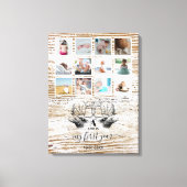 ウッドディアベイビーのファーストイヤー写真コラージュ キャンバスプリント (正面)