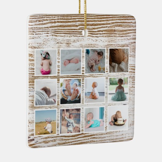 ウッドディアーベビーの初年度フォトコラージュ セラミックオーナメント (右)