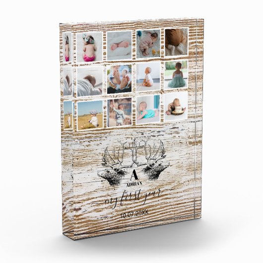 ウッドディアーベビーの初年度フォトコラージュ フォトブロック (左)