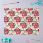 ウッドデコページのピンクローズクリスマスオーナメント 薄葉紙 (クラフト)