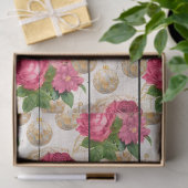 ウッドデコページのピンクローズクリスマスオーナメント 薄葉紙 (ギフト)