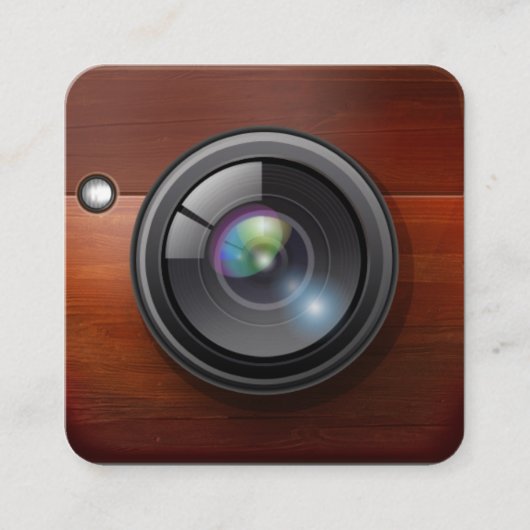 ウッドデザインカメラフォトグラファー撮影 スクエア名刺 (正面)
