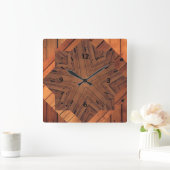 ウッドデザインスクエアウォールクロック スクエア壁時計 (ホーム)