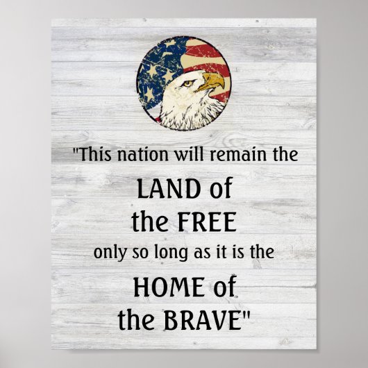 ウッドデザインホームオブザブレイブフリーダム引用文 ポスター (正面)