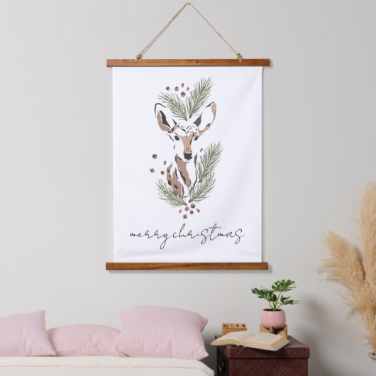 ウッドトッピングクリスマスホリデーディアブーシュ 吊り下げ型タペストリー (寝室)