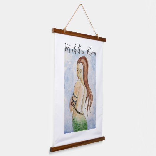 ウッドトップウォーター色マーメイドウォールタペストリー 吊り下げ型タペストリー (傾斜あり)