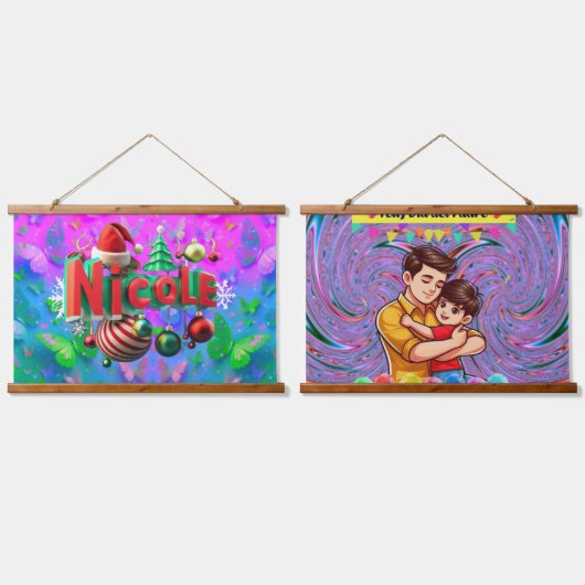 ウッドトップウォールタペストリーは鮮やかな色を特徴 吊り下げ型タペストリー (ダブル)