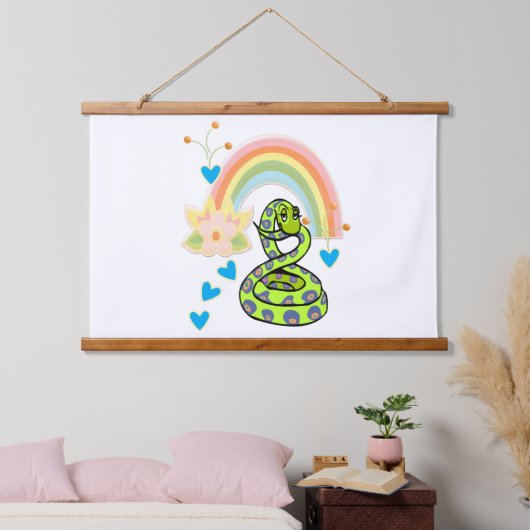 ウッドトップウォールタペストリースネークレインボー 吊り下げ型タペストリー (寝室)