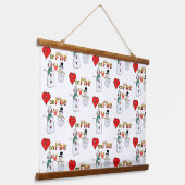 ウッドトップウォールタペストリーハートオンファイア雪だるま 吊り下げ型タペストリー (傾斜あり)