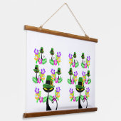 ウッドトップウォールタペストリーブラックキャット 吊り下げ型タペストリー (傾斜あり)