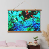 ウッドトップウォールタペストリーブルー抽象芸術 吊り下げ型タペストリー (寝室)