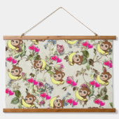 ウッドトップウォールタペストリーモンキーバナナハート 吊り下げ型タペストリー (正面)