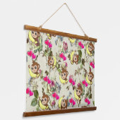 ウッドトップウォールタペストリーモンキーバナナハート 吊り下げ型タペストリー (傾斜あり)