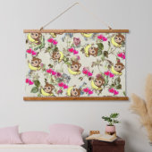 ウッドトップウォールタペストリーモンキーバナナハート 吊り下げ型タペストリー (寝室)